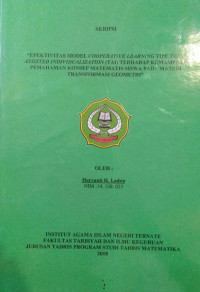 PENERAPAN MODEL PEMBELAJARAN PROBLEM BASED LEARNING UNTUK MENINGKATKAN BERFIKIR KREATIF MATEMATIS PADA MATERI SISTEM PERSAMAAN LINEAR DUA VARIABEL (SPLDV) PADA SISWA SMP ISLAM 1 KOTA TERNATE