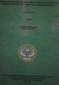 STUDI IDENTIFIKASI TANAMAN OBAT DI PEKARANGAN RUMAH PENDUDUK KELURAHAN DOKIRI KOTA TIDORE KEPULAWAN
