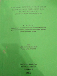 PENTINGNYA PENDIDIKAN ISLAM DALAM MENAGGULANGI PERKAWINAN LARI DI DESA KALUMATA KECAMATAN KOTA TERNATE SELATAN