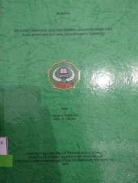 ANALISIS TERHADAP ANALOGI PEMBELAJARAN MATEMATIKA PADA SISWA KELAS X SMA NEGERI 4 KOTA TERNATE