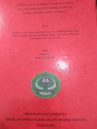 PEMBINAAN DAN PEMBELAJARAN TAUHID DALAM PERSPEKTIF PENDIDIKAN ISLAM DI SMA NEGERI 2 KOTA TERNATE