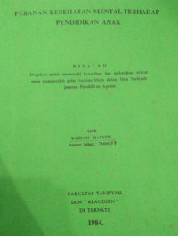 PERANAN KESEHATAN MENTAL TERHADAP PENDIDIKAN ANAK