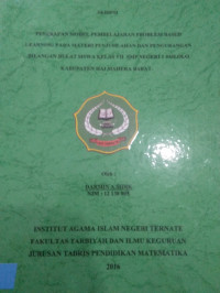 PENERAPAN MODEL PEMBELAJARAN PROBLEM BASED LEARNING PADA MATERI PENJUMLAHAN DAN PENGURANGAN BILANGAN BULAT SISWA KELAS VII SMP NEGERI 1 JAILOLO KABUPATEN HALMAHERA SELATAN