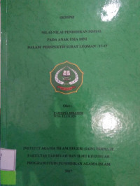 NILAI NILAI PENDIDIKAN SOSIAL PADA ANAK USIA DINI DALAM PERSPEKTIF SURAT LUQMAN 17-19