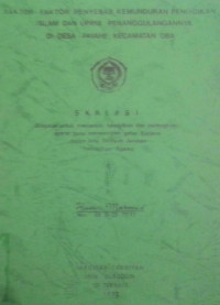 FAKTOR FAKTOR PENYEBAB KEMUNDURAN PENDIDIKAN ISLAM DAN UPAYA PENGUNGGULANNYA DI DESA PAYAHE KECAMATAN OBA