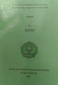 KONSEP PENDIDIKAN ANAK USIA DINI (TELAAH UNDANG-UNDANG NOMOR 20 TAHUN 2013)