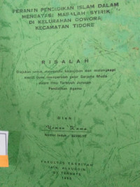 FAKTOR-FAKTOR PENYEBAB KETERBELAKANGAN PENDIDIKAN ISLAM DAN CARA PENANGULANGANNYA DI DESA AMASING KECAMATAN BACAN