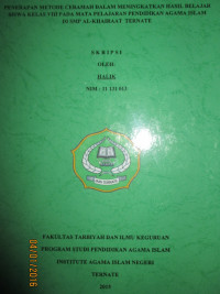 PENERAPAN METODE CERAMAH DALAM MENINGKATKAN HASIL BELAJAR SISWA KELAS VIII PADA MATA PELAJARAN PENDIDIKAN AGAMA ISLAM DI SMP AL-KHAIRAT TERNATE