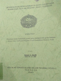 OPTIMALISASI PENGAJARAN BAHASA ARAB PADA MADRASAH ALIYAH NEGERI (MAN) TERNATE