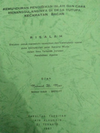 KEMUNDURAN PENDIDIKAN ISLAM DAN CARA MENANGGULANGINYA DI DESA TUTUPA KECAMATAN BACAN