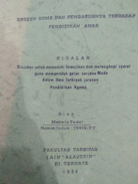 BROKEN HOME DAN PENGARUHNYA TERHADAP PENDIDIKAN ANAK