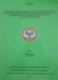 PENGARUH MODEL PEMBELAJARAN POE (PREDIC-OBSERVE-EXPLAIN) TERHADAP KEMAMPUAN BERPIKIR KRITIS SISWA PDA KONSEP DIFUSI DAN OSMOSIS DI SMA MAFAKATI KECAMATAN PULAU HIRI