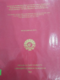 DAMPAK PEMBANGUNAN DAM BILI-BILI TERHADAP PERUBAHAN SOSIAL EKONOMI DAN BUDAYA MASYARAKAT DI KELURAHAN BONTOPARANG