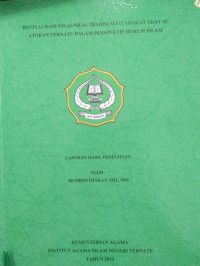 REVITALISASI NILAI-NILAI TRADISI MASYARAKAT ADAT SEATORAN TERNATE DALAM PERSPEKTIF HUKUM ISLAM