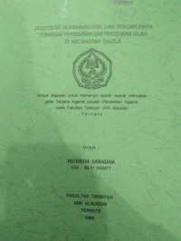 EKSITENSI MUHAMMADIYAH DAN PENGARUHNYA TERHADAP PENDIDIKAN ISLAM DI KECAMATAN GALELA