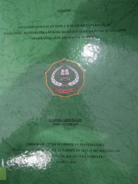 ANALISIS KESULITAN SISWA DALAM MEYELESAIKAN SOAL-SOAL MATEMATIKA POKOK BAHASAN SUKU BANYAK DI KELAS XI MADRASAH ALIYAH SWASTA MAREKU