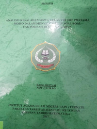 ANALISIS KESALAHAN SISWA KELAS VIII SMP PRATAMA MOISO DALAM MENYELESAIKAN SOAL-SOAL FAKTORISASI BENTUK ALJABAR