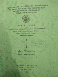 PERKEMBANGAN LEMBAGA PENDIDIKAN ISLAM DI KECAMATAN TIDORE DAN PENGARUHNYA TERHADAP KELUARGA MUSLIM