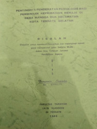 PENTINGNYA PENDEKATAN PSIKOLOGIS BAGI PEMBINAAN KEPRIBADIAN REMAJA DI DESA MAGGA DUA KECAMATAN KOTA TERNATE SELATAN