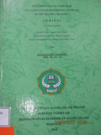 IMPLEMENTASI CTL TERHADAP PELAJARAN KEBUDAYAAN ISLAM DI SMP NEGERI 1 MANGOLI