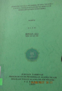 PERSEPSI TENAGA PENDIDIK DI SMA NEGERI 1 GALELA TERHADAP KONSEP KURIKULUM BERBASIS KOMPETENSI (KBK)