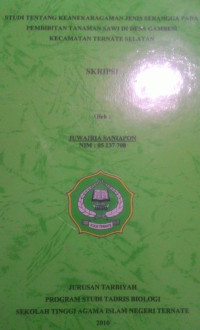 STUDI TENTANG KEANEKARAGAMAN JENIS SERANGGA PADA PEMBIBITAN TANAMAN SAWI DI DESA GAMBESI KECAMATAN TERNATE SELATAN