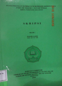 PENGEMBANGAN  KURIKULUM BERBASIS KOMPTENSI PADA SD NEGERI 1 TANAH TINGGI KOTA TERNATE SELATAN