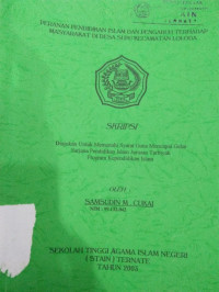 PERANAN PENDIDIKAN ISLAM DAN PENGARUH TERHADAP MASYARAKAT DI DESA SUPU KECAMATAN LOLODA