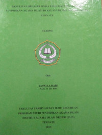 KESULITAN BELAJAR SISWA PADA MATA PELAJARAN PENDIDIKAN AGAMA ISLAM DI KELAS VIII SMP NEGERI 2 KOTA TERNATE